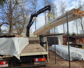 Statybinės technikos nuoma - Krovinių vežimas sunkvežimiu su manipuliatoriumi - 2