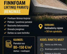 Gręžtiniai (poliniai) pamatai - Pamatų įrengimas su Finnfoam klojiniais - 1