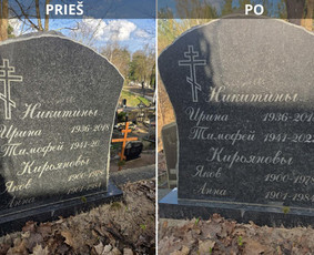Kapų tvarkymas, priežiūra - Raidžių kalimas ant paminklo kapinėse - 2