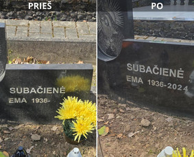 Kapų tvarkymas, priežiūra - Raidžių kalimas ant paminklo kapinėse - 1