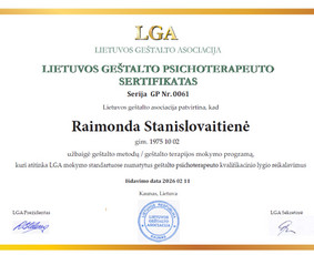 &Scaron;eimos, porų santykių psichologai - Ge&scaron;talto psichoterapeutė - 1