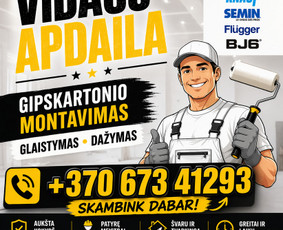 Dekoratyvinis tinkavimas - Glaistymas, Dažymas. Vidaus apdaila. - 1