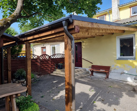 Pavėsinių gamyba, statymas - Terasos,stoginės,sandeliukai,karkasiniai namai.vent.fasadai. - 2