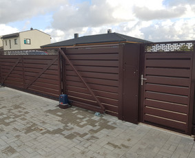 Skardinė tvora rombas,vartai,stulpų betonavimas / Tvoros sprendimai / Darbų pavyzdys ID 4379771