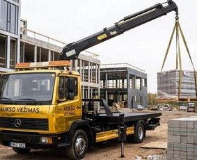 Transportas - Evakuatorius su Kranu ir Nuleidžiama Platforma - 3