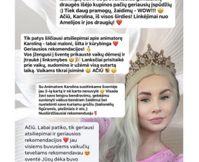 Vaikų gimtadienių, &scaron;venčių vedimas - Vaikų animatorė - 1