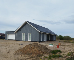 Statybos darbai - Karkasinių namų statyba, pamatai, stogai, mūras - 1