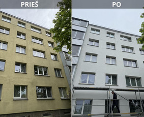 Daugiaauk&scaron;čių pastatų fasadų plovimas - Auk&scaron;talipių paslaugos / Daugiabučių remontas - 2