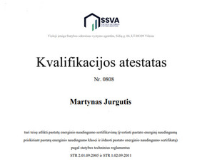 Statybos dokumentų tvarkymas - Energinio naudingumo sertifikavimas - 2