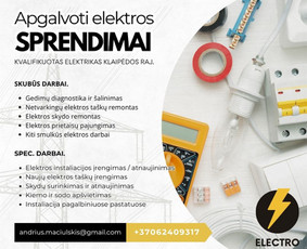 Skubus elektriko i&scaron;kvietimas - Kvalifikuotas Elektrikas Klaipėdos raj. - 2