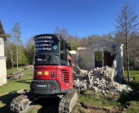 4t Mini ekskavatoriaus,bobcat.polių grežimas.griovimas / Spec. technikos nuoma Vilnius / Darbų pavyzdys ID 4419216