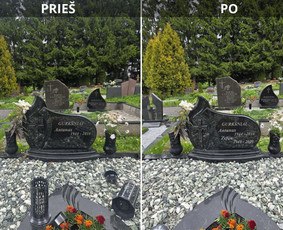 Kapų tvarkymas, priežiūra - Raidžių kalimas ant paminklo kapinėse - 1