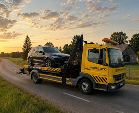 Krovinių pervežimas - Tralo su kranu paslaugos 24/7 - 1