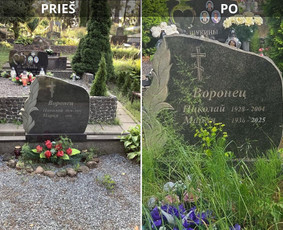 Kapų tvarkymas, priežiūra - Raidžių kalimas ant paminklo kapinėse - 2