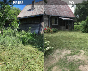 Aukštos, apleistos (apleistų sklypų) žolės pjovimas trimeriu / Apleistos žolės pjovimas trimeriais / Darbų pavyzdys ID 4439752