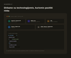 Di sprendimai, automatizavimas ir virtualūs agentai / Scavero.lt / Darbų pavyzdys ID 4456332