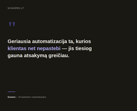 Di sprendimai, automatizavimas ir virtualūs agentai / Scavero.lt / Darbų pavyzdys ID 4456370