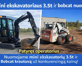 Statybinės technikos nuoma - Bobcat ir mini ekskavatoriaus 3.5t nuoma su oper.*061344155* - 1
