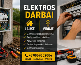Elektrikai, elektros darbai - El. Instaliacija, žaibosauga, įkrovimo stotelės, saulės el. - 1