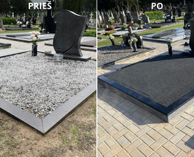 Kapavietės užpylimas skaldele - Kapų tvarkymas, paminklai, dengimas granito plok&scaron;tėmis - 1