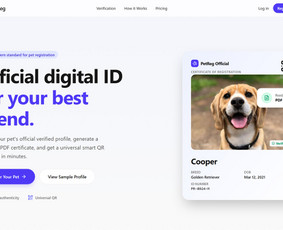Skaitmeninio augintinio ID platformos UX/UI pavyzdys. Rodoma augintinio kortelė, profilis ir informacijos valdymo ekranas kompiuteryje bei telefone.