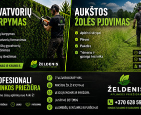Kra&scaron;tovaizdžio projektavimas - Gyvatvorių karpymas  Vejų įrengimas  Auk&scaron;tos žolės pjovima - 1