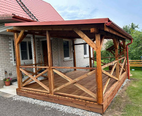 Sodo, mediniai nameliai - Medinių konstrukcijų darbai, terasos, stogines, karkasai - 4