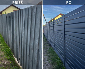 Tvoros, vartai, montavimas - Skardinės/segmentinės tvoros. Stulpų/bortelių montavimas. - 1