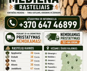 Malkos rąstais - Parduodama pigiai mediena rasteliais. Geros kainos - 2