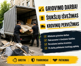 Griovimo darbai - Griovimo darbai. Paruo&scaron;imas dažymui, &scaron;iuk&scaron;lių i&scaron;vežimas. - 1