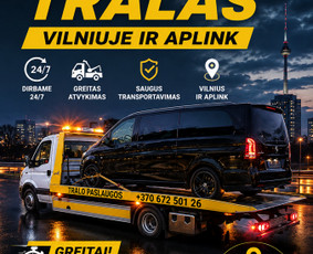Techninė pagalba kelyje - Skubus tralas Vilniuje ir aplink &bdquo;24/7&ldquo; užvedimas. - 1