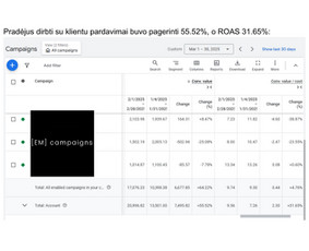 Google Ads kampanijų rezultatai