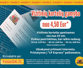 Reklama, dizainas, spauda - Vizitinės kortelės, A6-a3 spauda ir Premium nuotraukų gamyba - 1