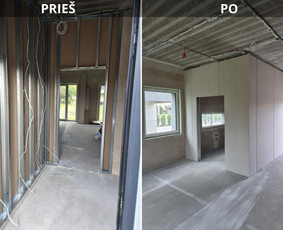 Vidaus apdailos darbai - Gipso montavimas. Laminatas, grindjuostės, durų montavimas. - 1