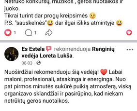 Vestuvių &scaron;ventės vedimas - Renginių vedėja Loreta Luk&scaron;a - 2
