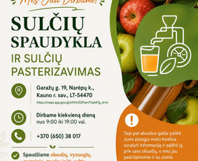 Maistas, konditerija - Obuolių sulčių spaudykla! Garažų g. 19, Narėpai - 1
