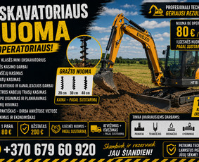 Statybos darbai - Mini eskavatoriaus nuoma su operatorium arba be - 2
