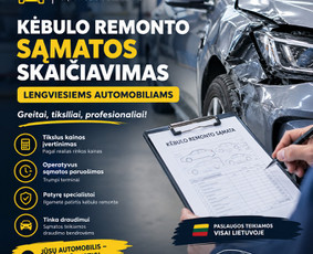 Automobilių remonto agentai - Kėbulo remonto sąmatos skaičiavimas - 1