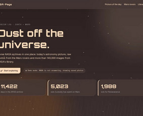 NASA Page – dienos kosmoso nuotraukos iš NASA API. Šviesi ir tamsi tema.