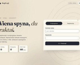 RegiLogi – registracijos ir prisijungimo forma lietuviškai (PHP, MySQL). Saugūs slaptažodžiai.