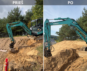 Statybinės technikos nuoma - 6 tonų Eskavatoriaus nuoma su operatoriumi/hidraulinis kūjis - 4