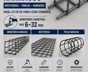 Metalo gaminiai, suvirintojai - Armaturos karkasai rostverkai tinklai žiedai poliai - 1