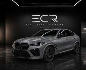 The X6 M Competition has a 4.4-litre twin-turbo V8 (460 kW, about 625 hp) and xDrive all-wheel drive. The matte grey paint and white M Competition seats make an impression before you even start it. F...