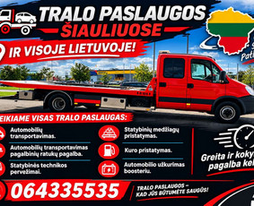 Transportas - Traliukas,&scaron;iauliai.hidraulinė platforma. 24/7 - 1