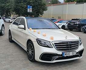Prabangių automobilių nuoma, transportas vestuvėms - Baltas !mercedes-benz S kl nuoma vestuvėms - 1