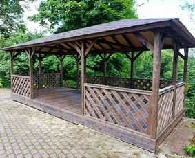Medinės pavėsinės, stoginės ir priestatai su montavimu / Latvijaskoks.lv / Darbų pavyzdys ID 4578948