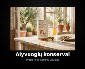 Alyvuogių konservai – produkto reklaminis vizualas