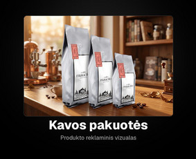 Kavos pakuotės – produkto reklaminis vizualas