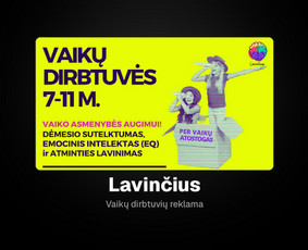 Lavinčius – vaikų dirbtuvių reklama