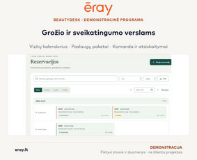 BeautyDesk: ERAY demonstracinės programos vaizdo fragmentas. Fiktyvūs duomenys, ne kliento projektas. Išbandykite: https://eray.lt/apps/beautydesk/?lang=lt